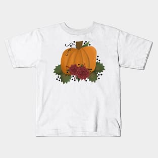 Fall Pumpkin Floral Kids T-Shirt